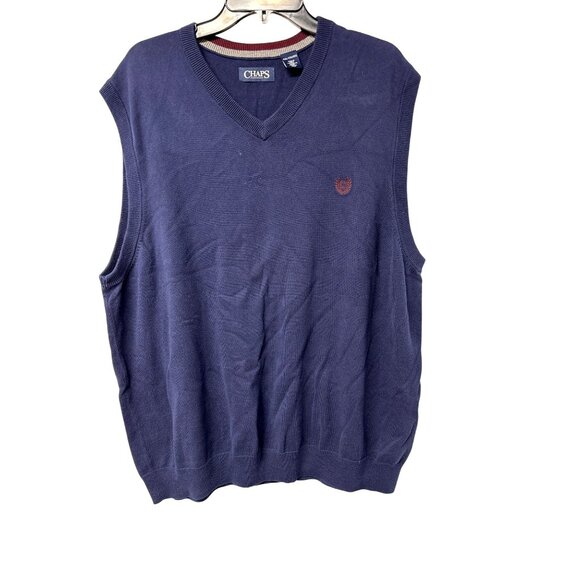 Chaps Mens Navy V-Neck Sweater Vest XXL Layering Office Professional All Seasons - Picture 9 of 9